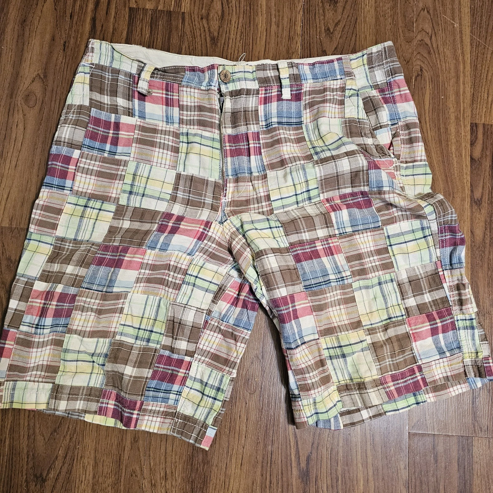 AEROPOSTALE Madras Patchwork Plaid Chino SHORTS Men's 38 Y2k Preppy