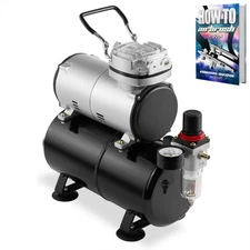 PointZero 1/5 HP Airbrush Compressor w/ Air Pump Tank Regulator Gauge Water Trap