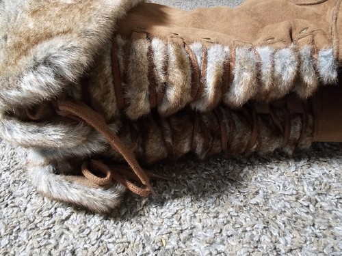 Damen-Schnürstiefel Rampage RAM-ASHER braun Kunst-Wildleder Kunstfell Größe 7M - Bild 5 von 9