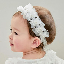 Floral Lace Hair Bow for Baby Girls Soft Stretch Headband for Newborns to Toddle
