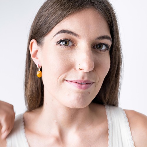 Baltic Amber Hoop Earrings Amber Silver Dangle Earrings Amber Raw Earrings - Picture 3 of 10