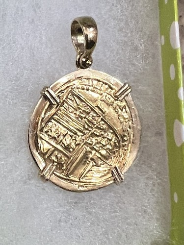 Solid 14k Gold Beautiful Atocha Gold Cast Coin Pendant In 14kt Gold Bezel 4.4 G - Picture 6 of 13