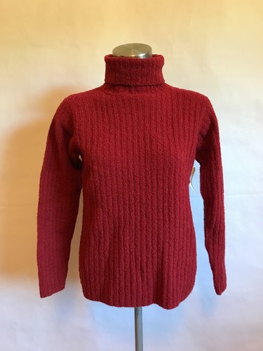 Roter Strick-Rollkragenpullover von Eileen Fisher, Größe XS