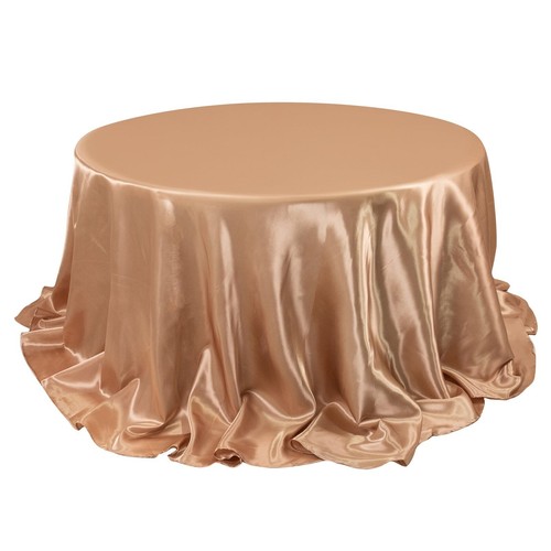 132" NUDE Satin Round TABLECLOTH Wedding Party Table Linens Party Decorations - 第 5/8 張圖片
