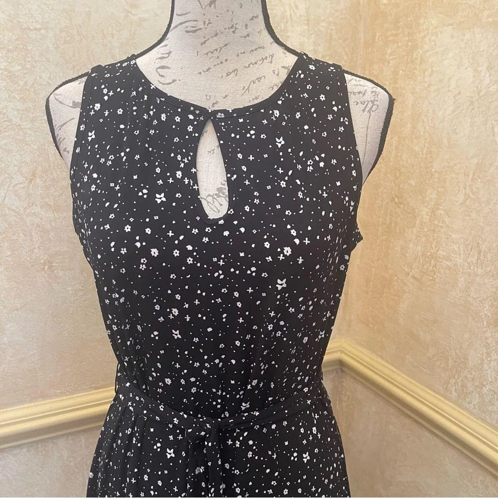 Maxi abito Michael Kors Nora con stampa bordo taglia S nero bianco senza maniche