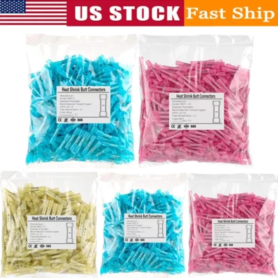 AIRKOUL 300X Heat Shrink Butt Splice Wire Connector Insulated Waterproof Crimp Terminals