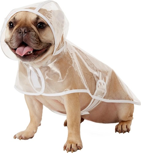 Transparent Vinyl Pet Raincoat with Hood Jacket and Leash Hole