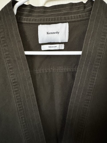 Kennedy Mfg Co Jacke vorne zum Binden 100 % Baumwolle Größe Medium. NEU MIT ETIKETT DUNKELGRAU - Bild 3 von 8
