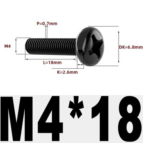 304 Stainless Steel Black Cross Pan Head Screw Round Head Bolt M2-M8 - Picture 97 of 103
