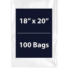18" X 20" 100 Bags, 2Mil Flat Open Top Plastic Packaging Ldpe Clear Poly Bags