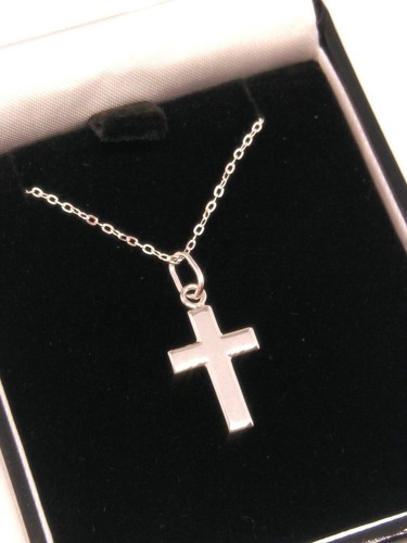 Sterling Silver Necklace with Simple Cross - Picture 2 of 2