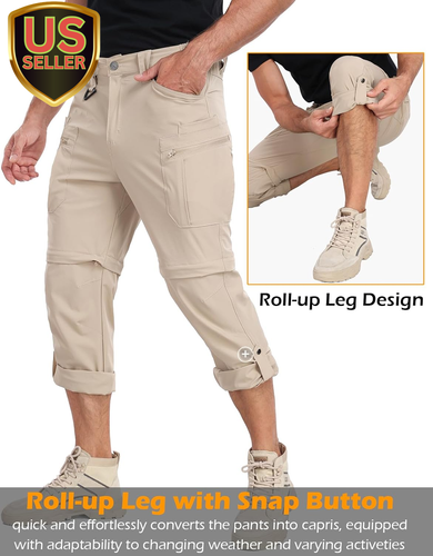 Men'S Convertible Hiking Pants Lightweight Quick Dry Zip off Outdoor Fishing Tac - Picture 6 of 7