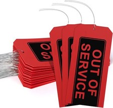 Out of Service Tags100-pk Red Repair Tags with Wires AttachedTear & Water Res...