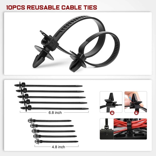 Kit de remaches de guardabarros de parachoques de nailon para automóvil con sujetadores de bridas de cable - Imagen 24 de 37