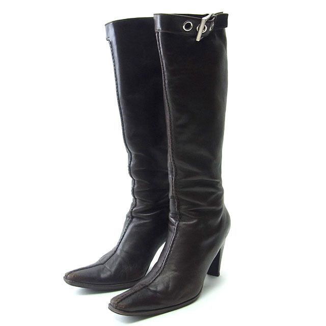 PRADA Boots Belted Dark ?~ Authentic USED C1645 | eBay