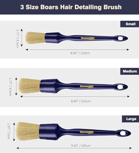 Car Detailing Brush Set, 3 Pack Ultra Soft Boars Hair Detailing Brushes for Leat - Picture 8 of 8