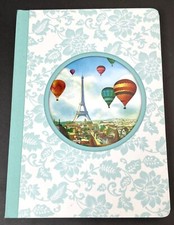 Eiffel Tower Paris Hot Air Ballons Journal Notebook Lined Floral Thick 8" x 5.5"