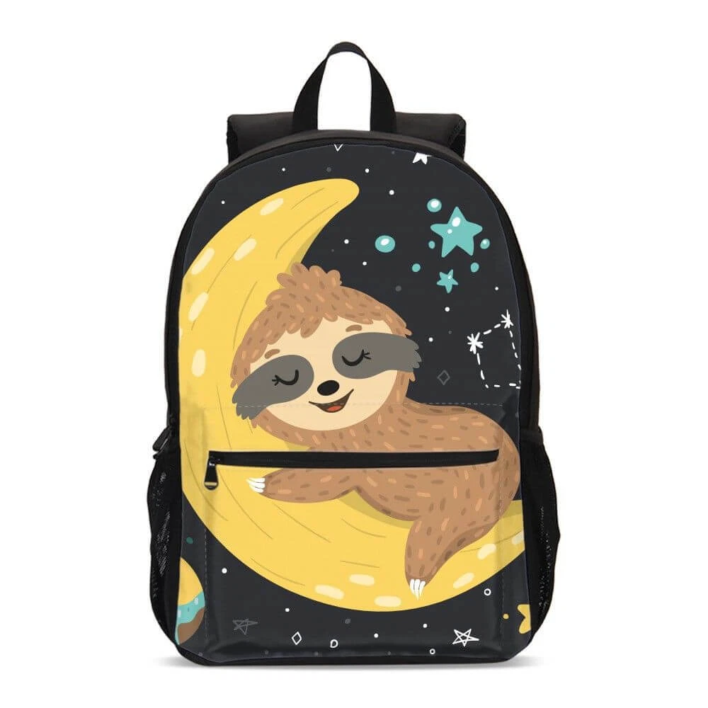 Baby Sloth on Moon Students Backpack, School Bag, Back To School Gift