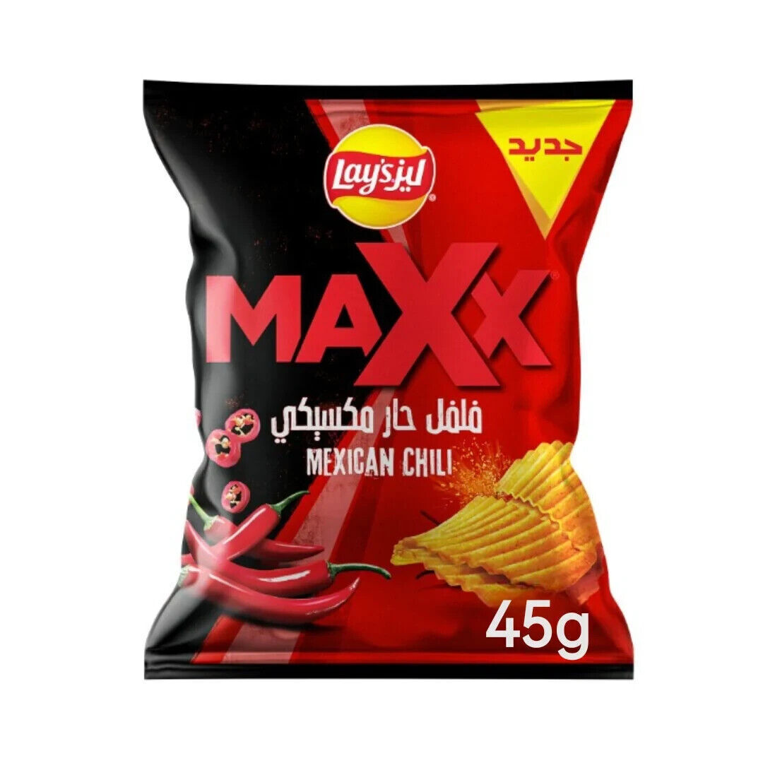 9x Lay's Chips Pomme de terre Max Saveur piquante mexicaine 45 grammes  شيبس