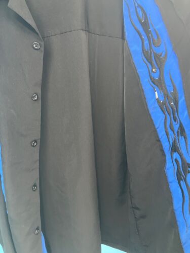 Dragonfly Clothing Co. Black & Blue Button-Up Shirt With Flame Design - Picture 7 of 7