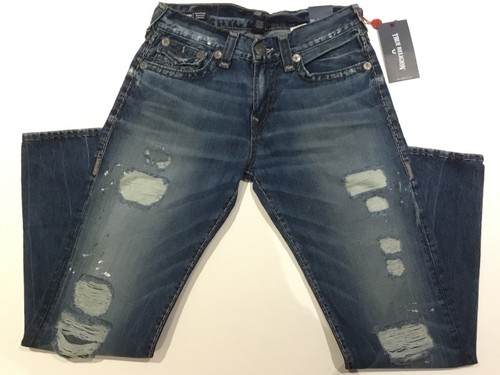 TRUE RELIGION RICKY SUPER T MEN JEAN BLUE MISFIT M859NYL2 NWT 32W $379 USA MADE - Picture 10 of 12