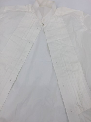 $85 Michelsons Men White Long Sleeve Pleated Point Collar Dress Shirt 14.5 32/33 - Picture 3 of 3
