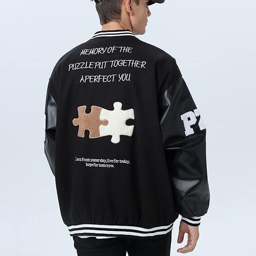 Men Varsity College Jacket Baseball Bomber Jacket Vintage Sweatshirt Casual Coat - Picture 8 of 33