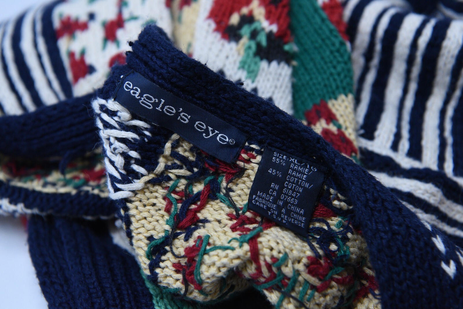 Vintage Eagles Eye Hand Knit Patchwork Short Slee… - image 20