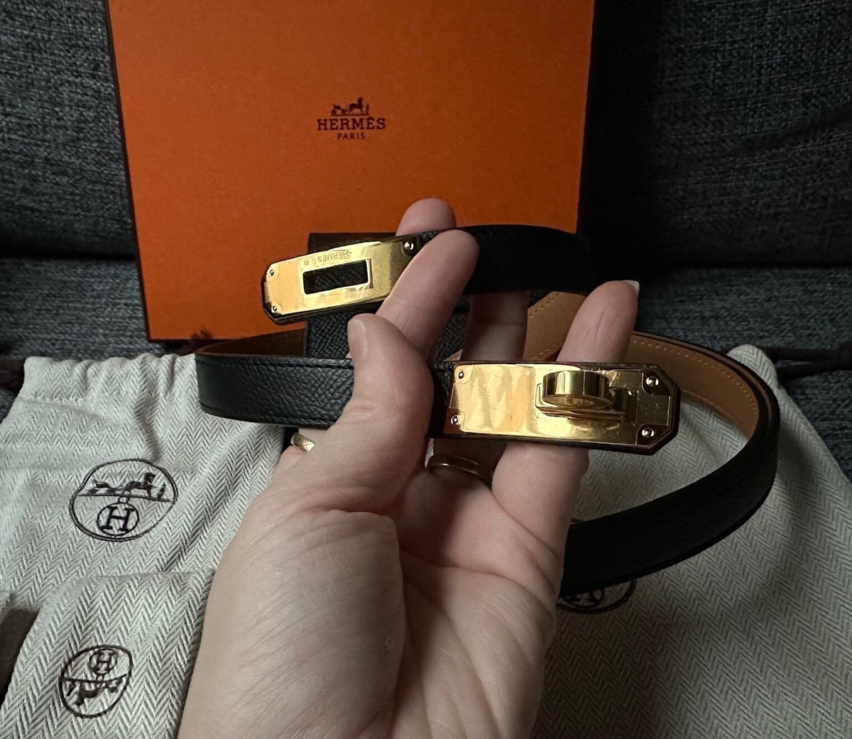 HERMES Kelly Pocket 18 Belt in Noir OSFA Versatile, RARE 2 find