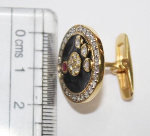 2.04ct Diamante Redondo Natural 14K Oro Amarillo Esmalte Aniversario Man ” S Pun - Imagen 4 de 12