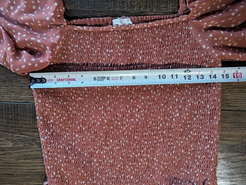 Lush Women's Rose & Cream Speckled Tube Top w/ Chiffon Balloon Sleeves Sz Large - Picture 8 of 16
