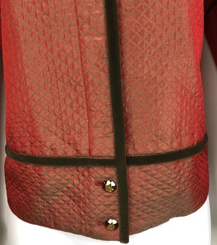 Worth Womens Quilted Blazer Size 6 Silk &Velvet Red Brown Green Iridescent EUC - Picture 3 of 11