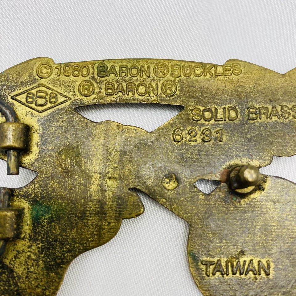 De colección 1980 Latón Sólido Barón Hebillas Bluegrass Banjo y Guitarra Hombres Hebilla de Cinturón Foto 3 de 3