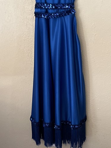 Royal Blue Satin Dress - 20’s Style / Costume Halloween/Play Etc. - Picture 3 of 7
