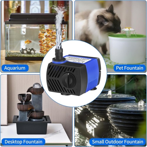 Submersible Fountain Pump, 80 GPH for Aquariums, Ponds, and Hydroponics - Picture 7 of 8