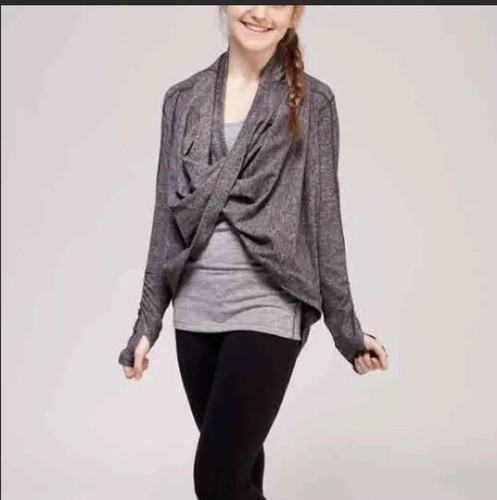 Ivivva Girls Size 12 Fours A Charm 4-way Gray Wrap Cardigan Sweater (e5) - Picture 1 of 8