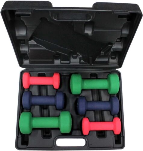 12kg Neoprene Dumbbell Rubber Vinyl Hand Weight Aerobic Exercise Set +Carry Case - Picture 7 of 20