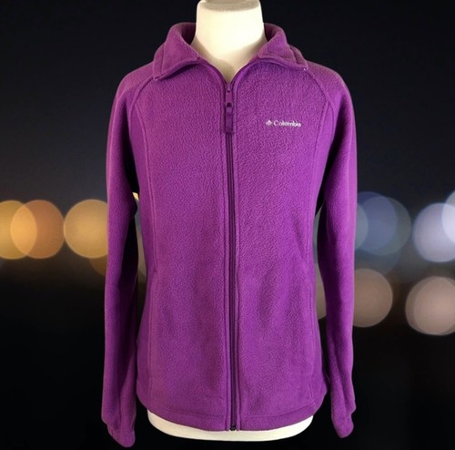 Columbia Zip Up Fleece Jacket Coat Pockets Size Medium Purple