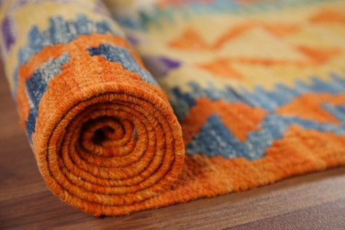 Pastel Color Diamond Kilim Reversible Area Rug 7'x10' Flat Weave Living Room Rug - Picture 6 of 10