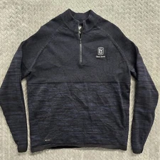 LevelWear Blue Black Sweater Size Large Golf ¼ Zip Warm Thermal Knit Top TPC