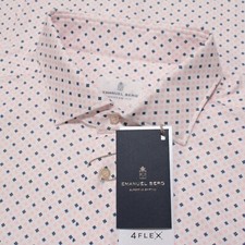 Emanuel Berg NWT Casual Button Down Shirt Size 44 17.5 XL in Pink/White/Blue