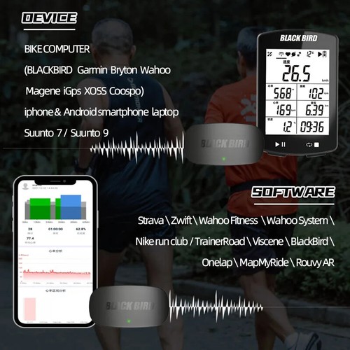 BlackBird HR1 Brustgurt Herzfrequenz-Sensor Unterstützung ANT+ für Wahoo Garmin - Bild 5 von 7