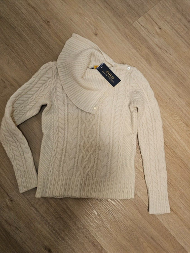 Ralph Lauren Aran-Strickpullover mit Rollkragen Wolle Kaschmir Gr.L Gr.152 weiß - Bild 11 von 13