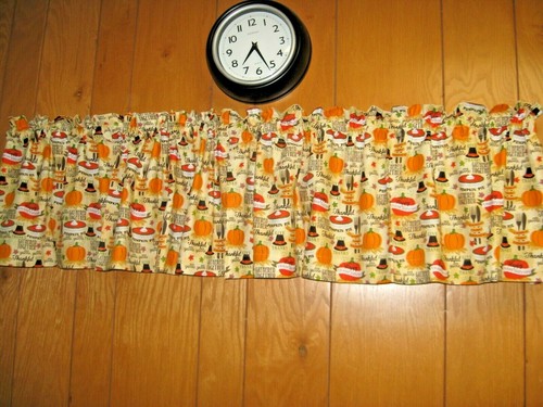 Handmade Thanksgiving Orange Black Yellow Pumpkin Window Curtain Valance - Picture 5 of 6