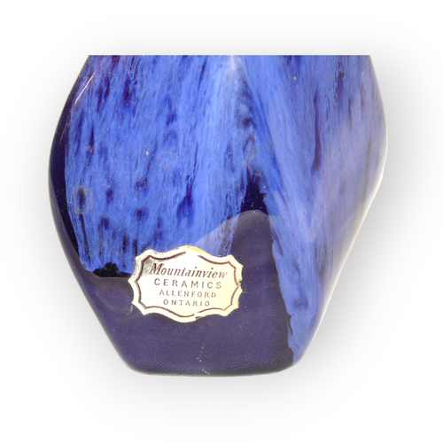 Vintage Mountainview Ceramics Blue Swirl Pottery Vase Allenford Ontario Canada - Picture 3 of 4