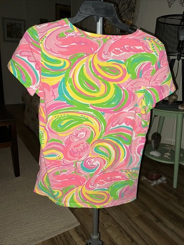 LILLY PULITZER BAUMWOLLE ALL NIGHTER V-AUSSCHNITT S/S ROSA FLAMINGO TOP GRÖSSE MEDIUM - Bild 6 von 11