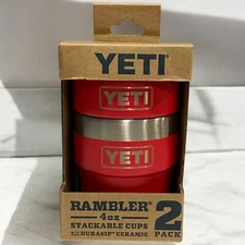 YETI Rambler 4 oz Stackable Cup, Stainless Steel, Vacuum Insulated Rescue Red