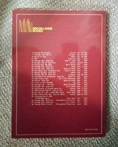 Triumph TR6 1969-1976, Brooklands Books Reviews, specs info articles tests etc - Picture 2 of 3