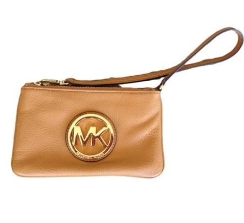 Michael Kors Fulton Wristlet Peanut Brown Leather Wallet NWT eBay