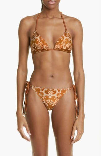 Zimmermann Raie Bikini Swim Two-piece Placement Brown Size AU 4 US 12 NWT $258 - Picture 6 of 14